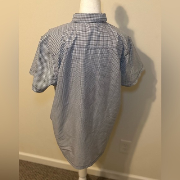 The North Face Shirt Mens Large Blue Checker Pocket Tee Button Down Short Sleeve - Picture 2 of 6